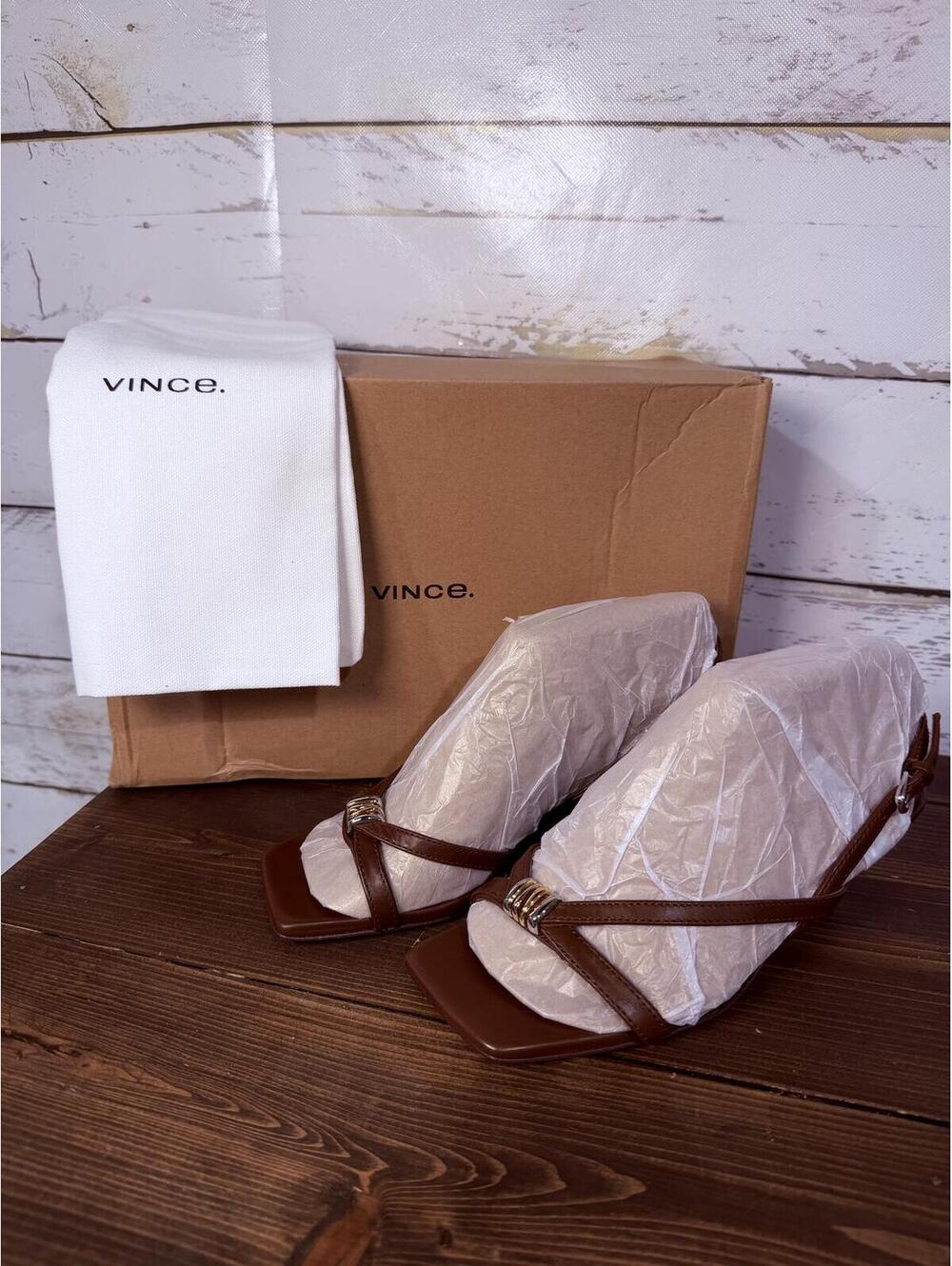 Vince Tali Slingback Sandal Molton Brown Kitten Heel NIB Women's Size 6